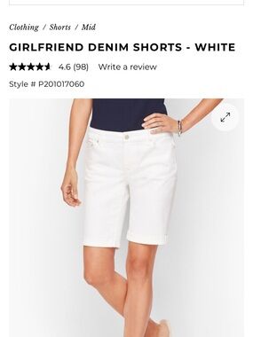 Talbots White Girlfriend Denim Shorts